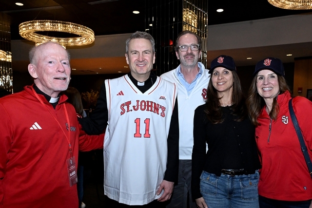 Fr. Shanley, Archbishop Hicks, and Red Storm fans