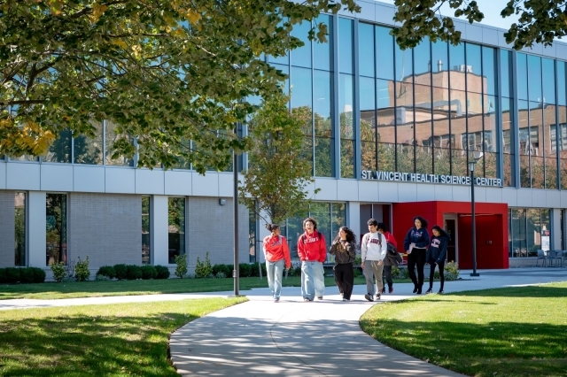 Students walking on campus