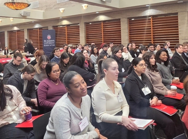 St. John's Law students sit in the audience at the inaugural Public Interest Intensive.