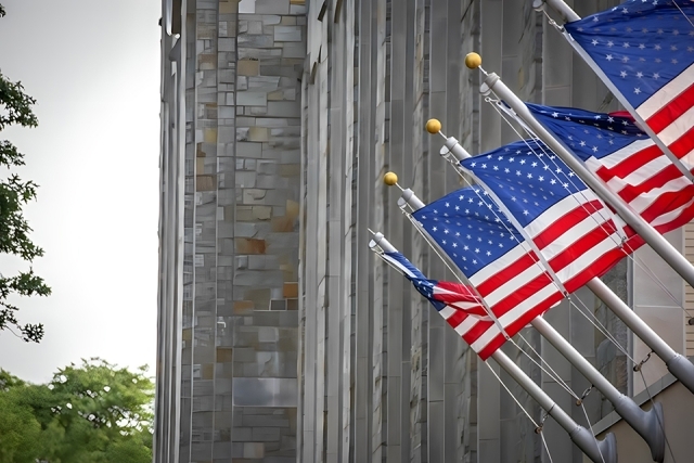 Row of American Flags 