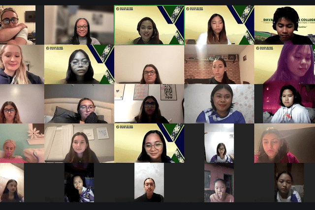 Screenshot of Zoom call with students
