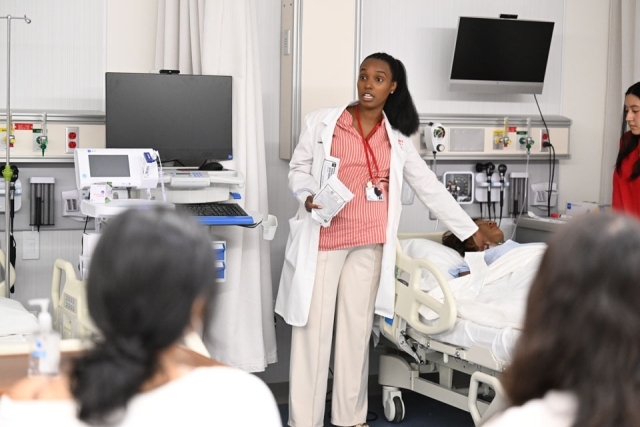 St. John's nursing student in lab 
