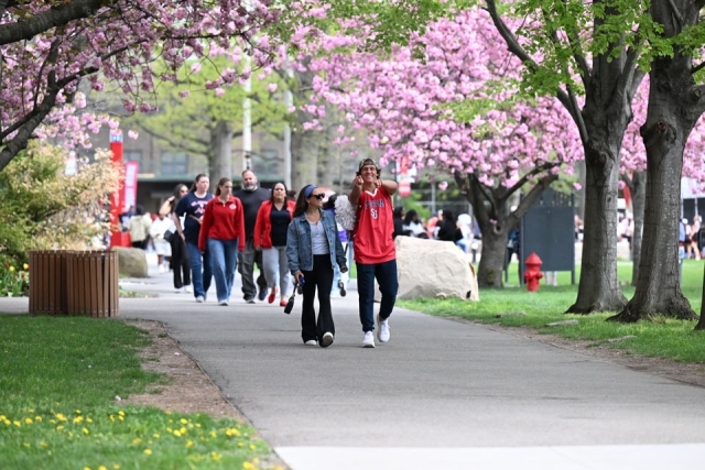 St. John's Student Ambassadors leading a tour 