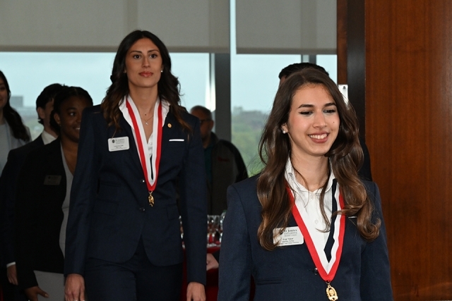 Student Honorees walking at President's Society event at St. John's 