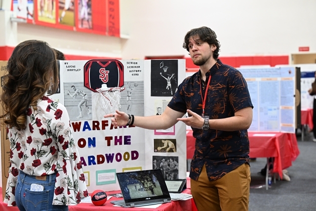 Student researcher presenting