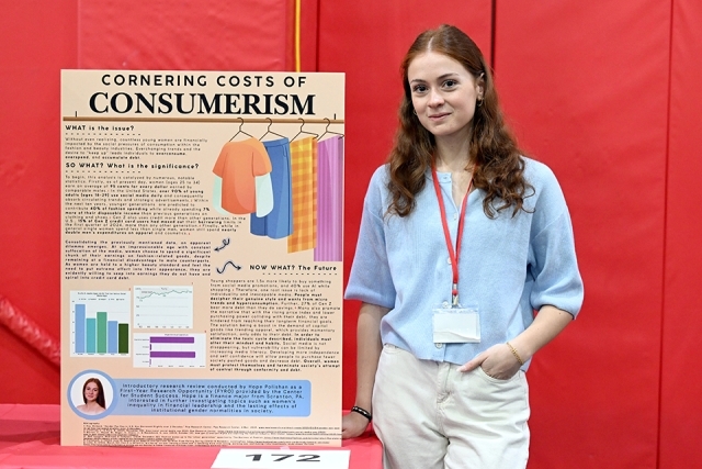 Student researcher presenting