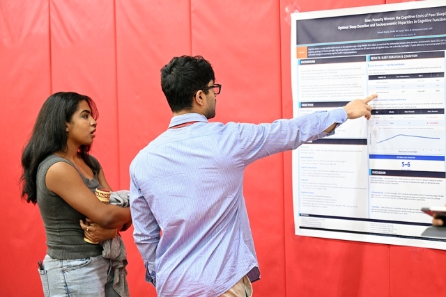 Student researcher presenting