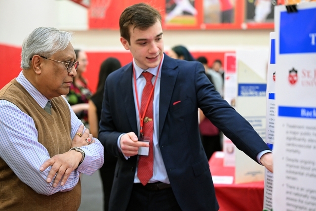Student researcher presenting
