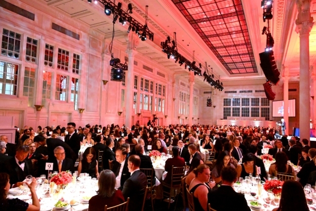 Guests seated at tables at St. John's Law Centennial gala.