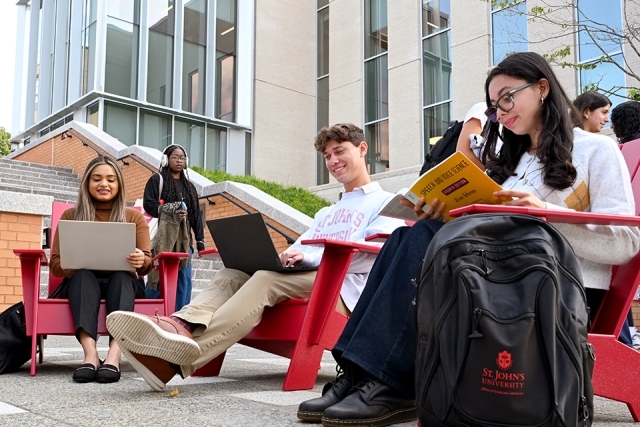 St. John's studetnt studying textbooks