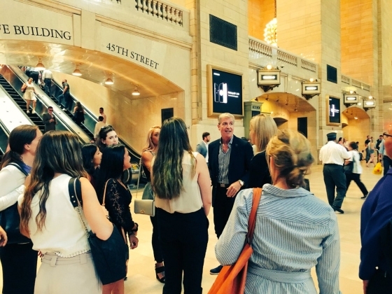 Fred Cerullo shows admitted students Grand Central Terminal's hidden gems