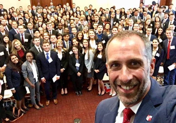 Dean Simons and students