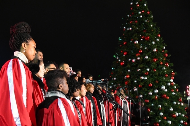 Voices of Victory Gospel Choir infront of Christmas Tree