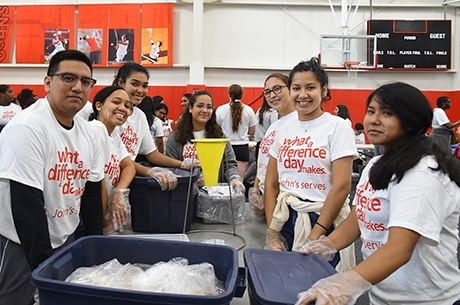 Students performing community service