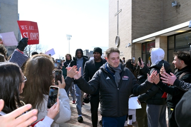 Rick Pitino and Red Storm Basketball team attending send off event on campus