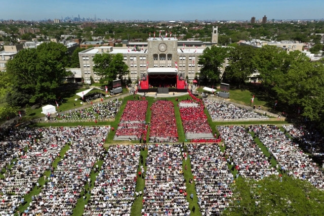 Aerial view of commencement 