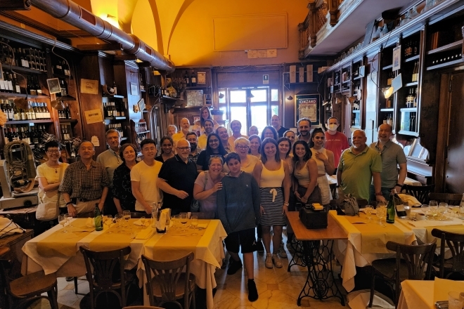 Conference end at Roman wine bar and restaurant