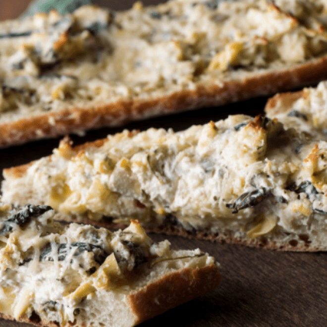 spinach artichoke crostinis