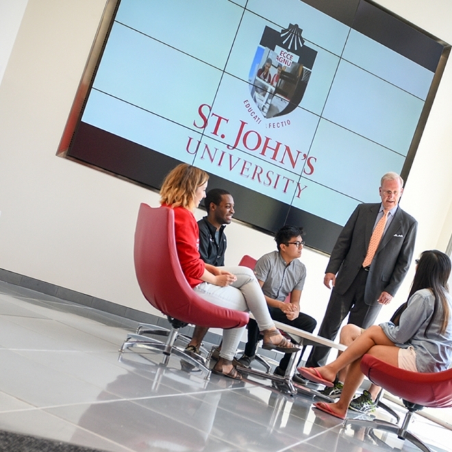 Students preparing for a career in small business cosulting at St. John's University 
