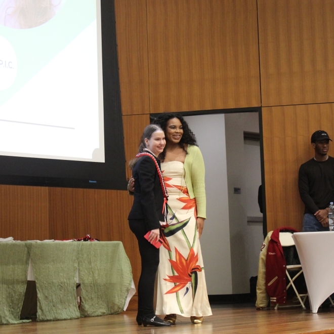 College student speaking about mentorship to other students 