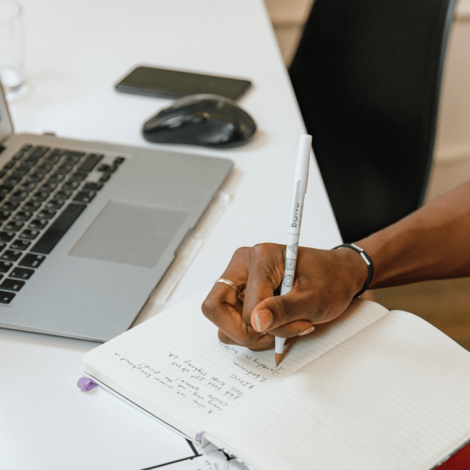 Person doing career research on their labtop 