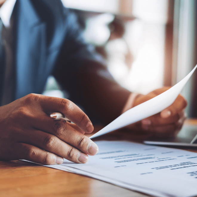 Job recruiter reading resume 