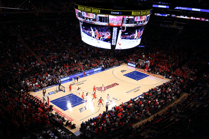 Overhead shot of MSG court