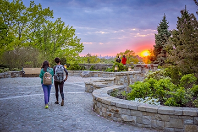 Students Walking during sunset