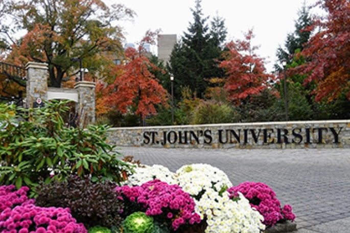 St. John's University Gate in the Spring