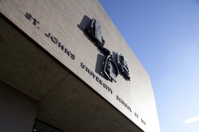 Closeup of School of Law signage