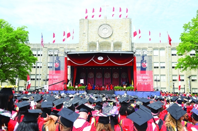 Stage at Queens Campus Commencement