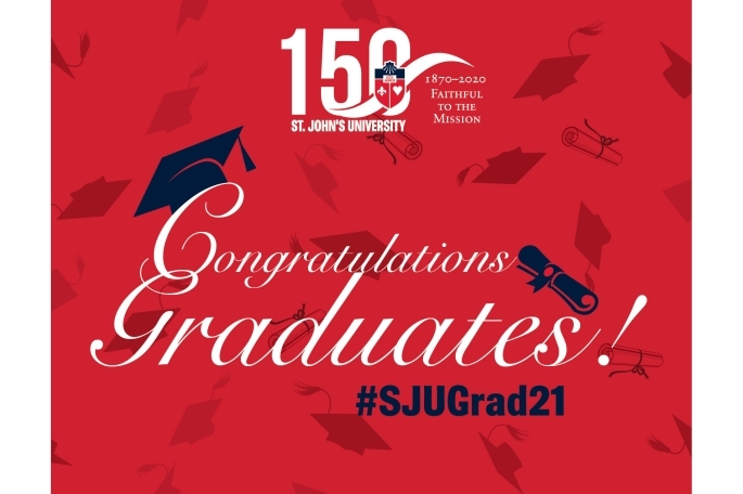St. John's University Logo: Congratulations Graduates!  #SJUGrad21