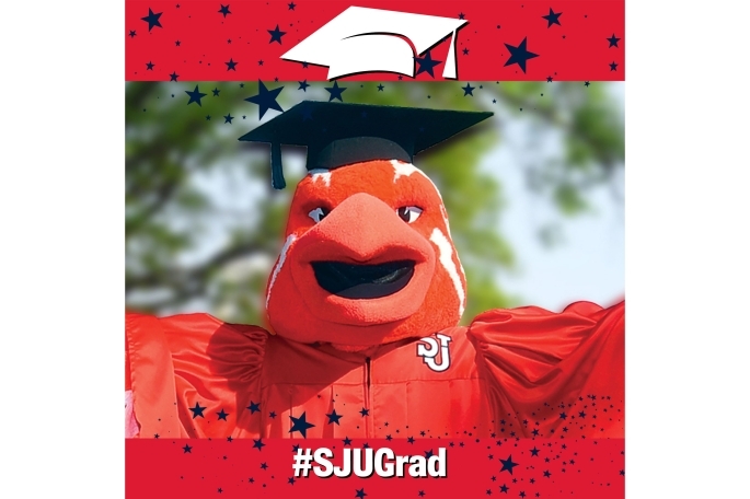 Blue Stars Border Featuring Johnny Thunderbird.  #SJUGrad