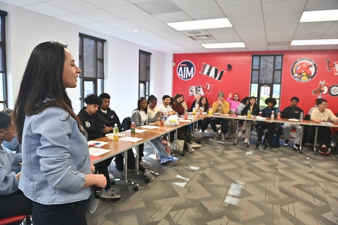 A diverse group of St. John's students in a diversity, equity and inclusion training