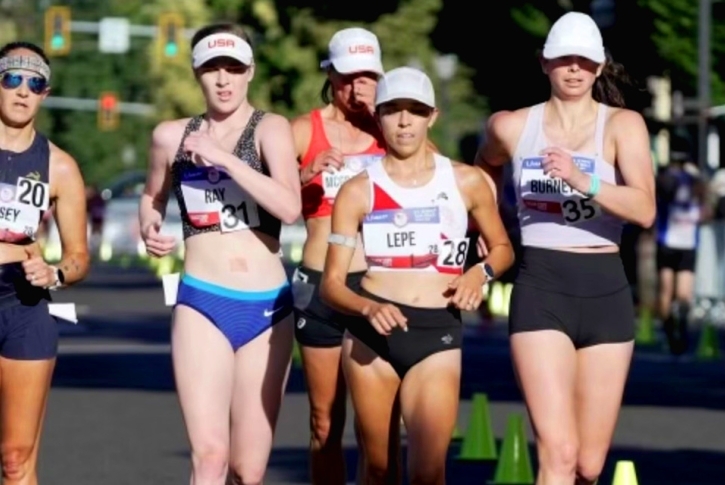 Ruby Ray during race walking event among other competitors