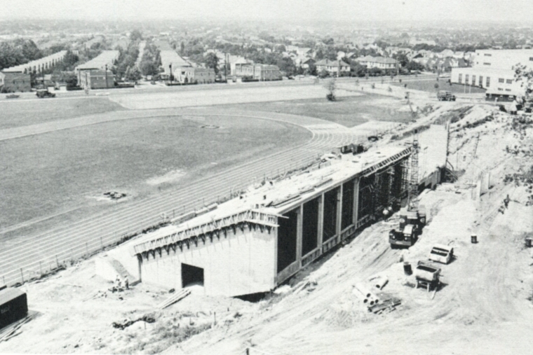 St. John's Athletic Stadium under construction in 1964