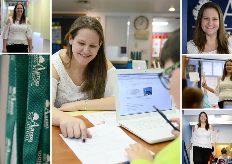 Collage of Helen Rooney '11Ed in her classroom and school 