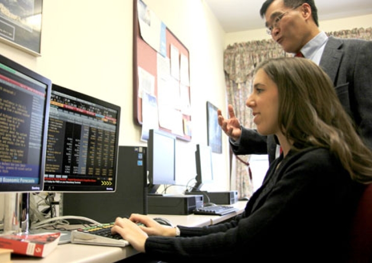 Alexa Napolitano ’14TCB at the computer