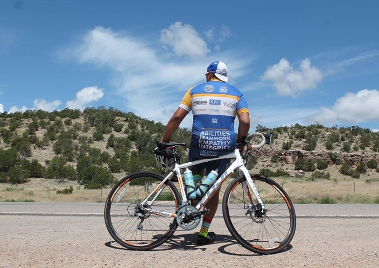 Mike Gutierrez ’17CPS with his bike