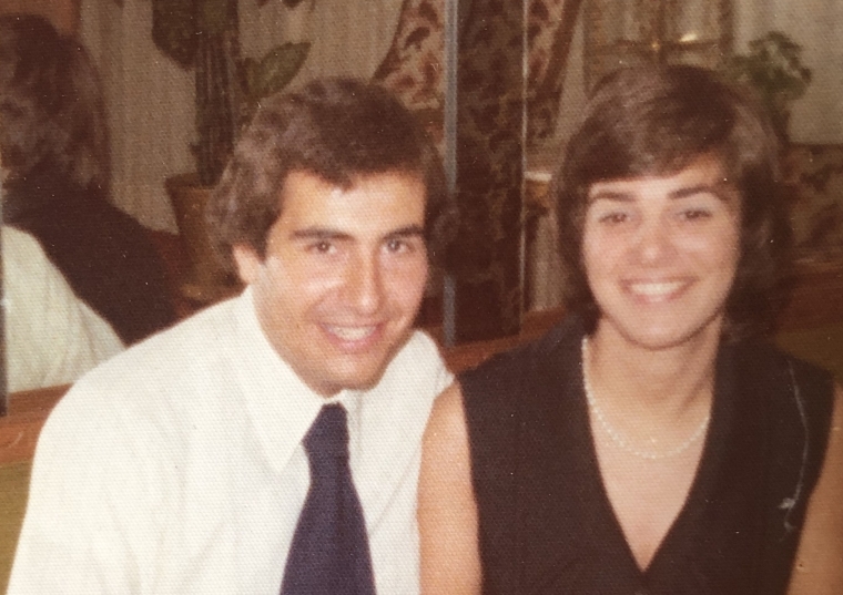 Steven Caccavallo ’75CBA and Irene Bozzi Caccavallo posing for photo from the 70s