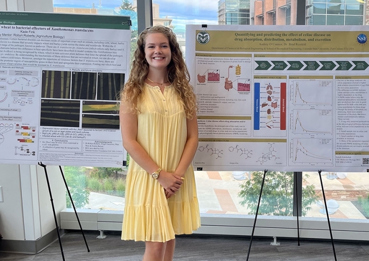 Audrey O'Connor standing in front of research poster 