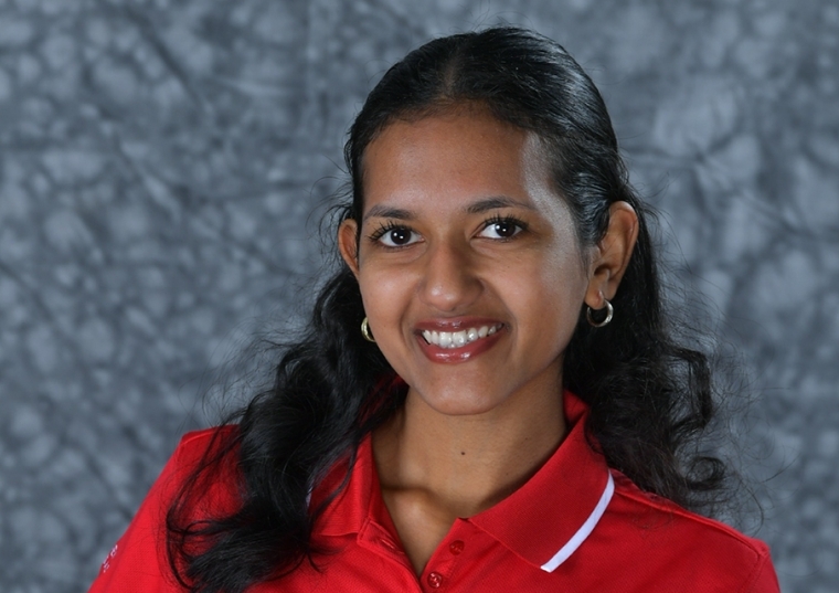 Female student in a red shirt 