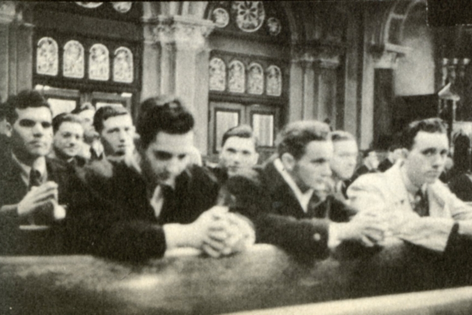 St. John's College students attend Mass in the Church of St. John the Baptist, 1942