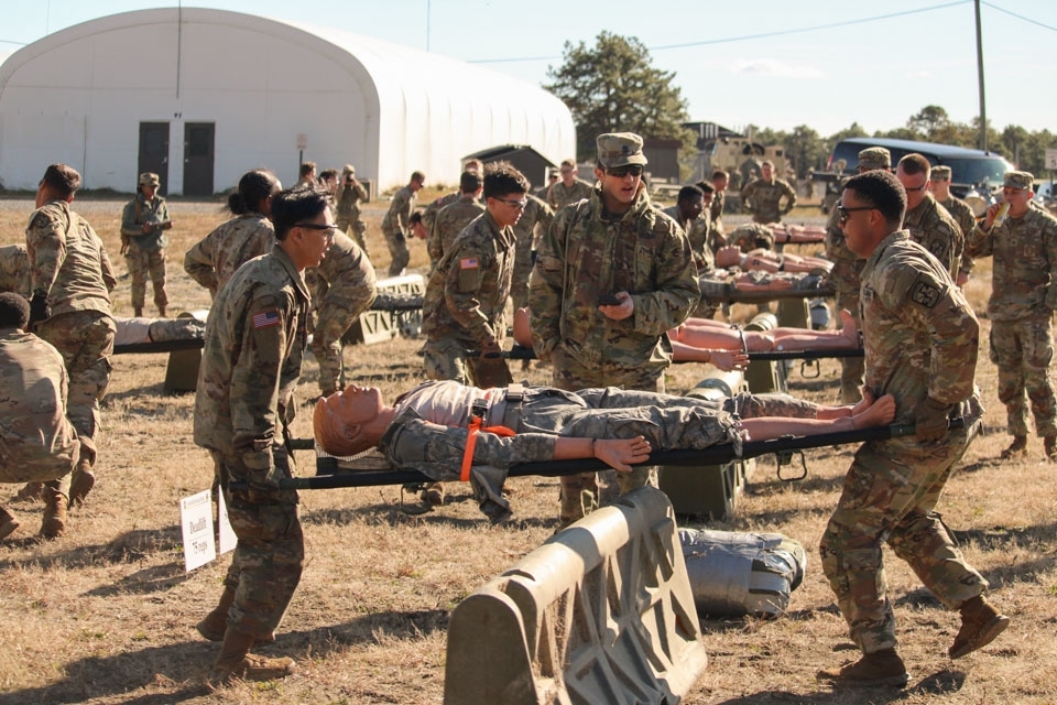 ROTC doing a practice activity at Ranger Challenge