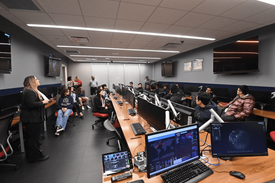 St. John's University graduate students in the cybersecurity lab 
