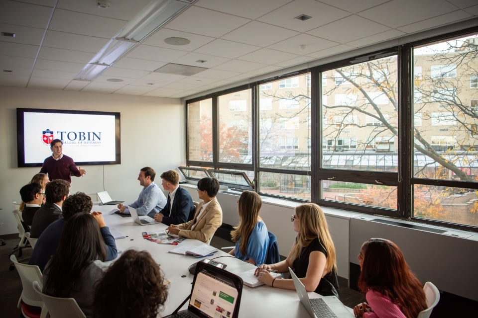 Students listening in the tobin classroom