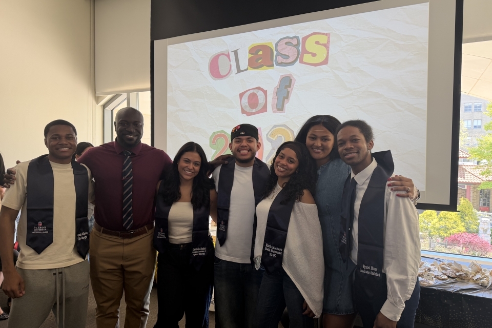 St. John's University students at a senior sendoff event