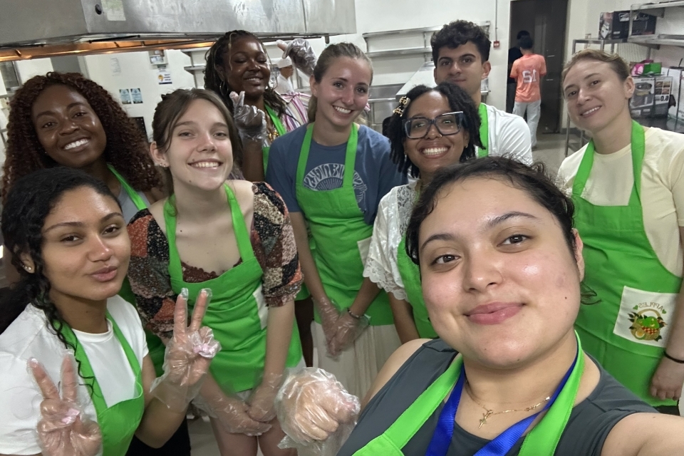 St. John's students volunteering on a service trip 