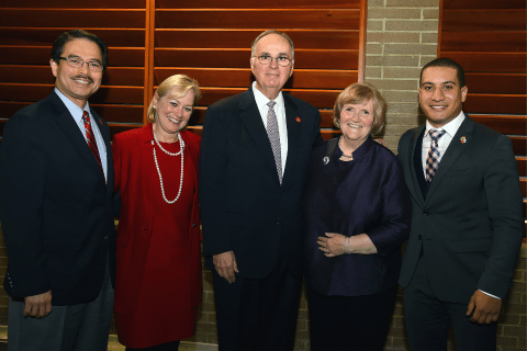 Joseph H. and Maria C. Schwartz with Dr. Gempesaw, Norean Sharpe, and Student