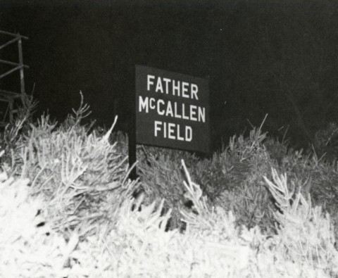 Father McCallen Field baseball field sign